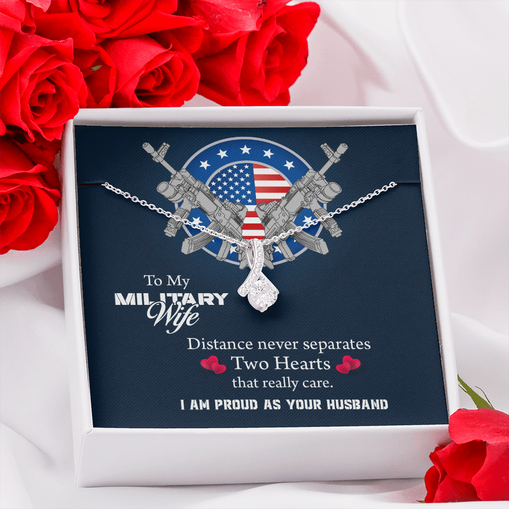 To My Wife Alluring Beauty Necklace, Military Wife Gift, Gift from Soldier, Anniversary Gift for Army Wife