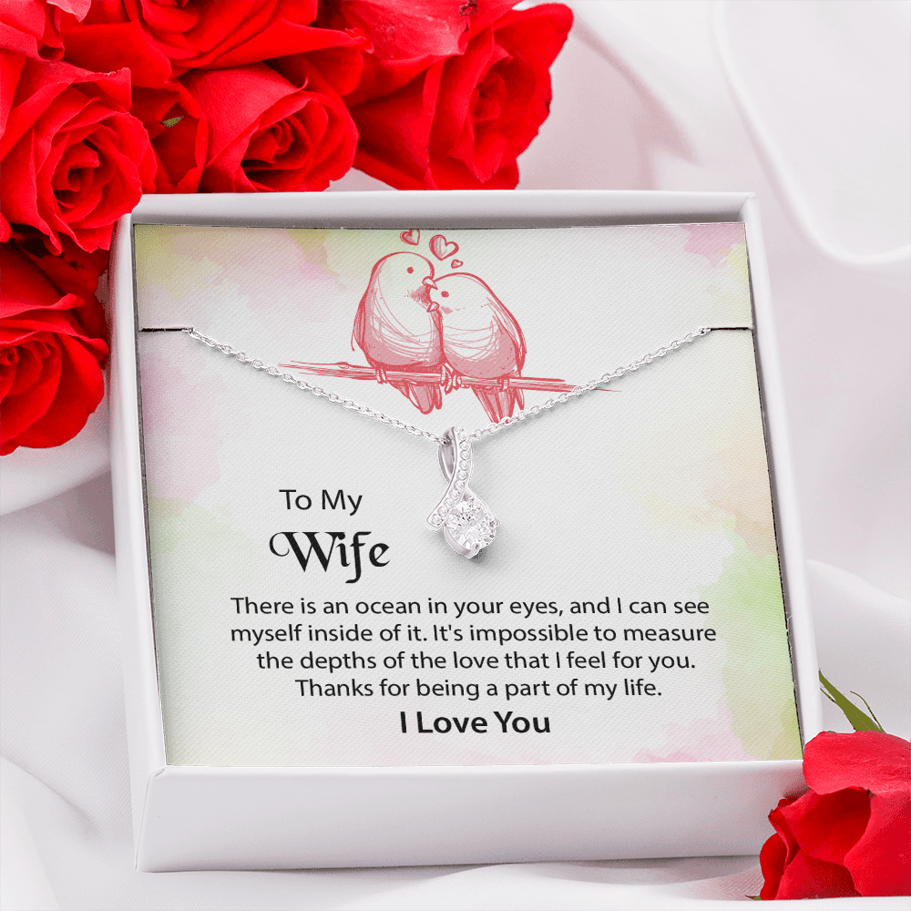 To My Wife Alluring Beauty Necklace, Message Card Jewelry, Anniversary Gift for Wife, Wife Birthday Gift, Mothers Day Gift for Wife