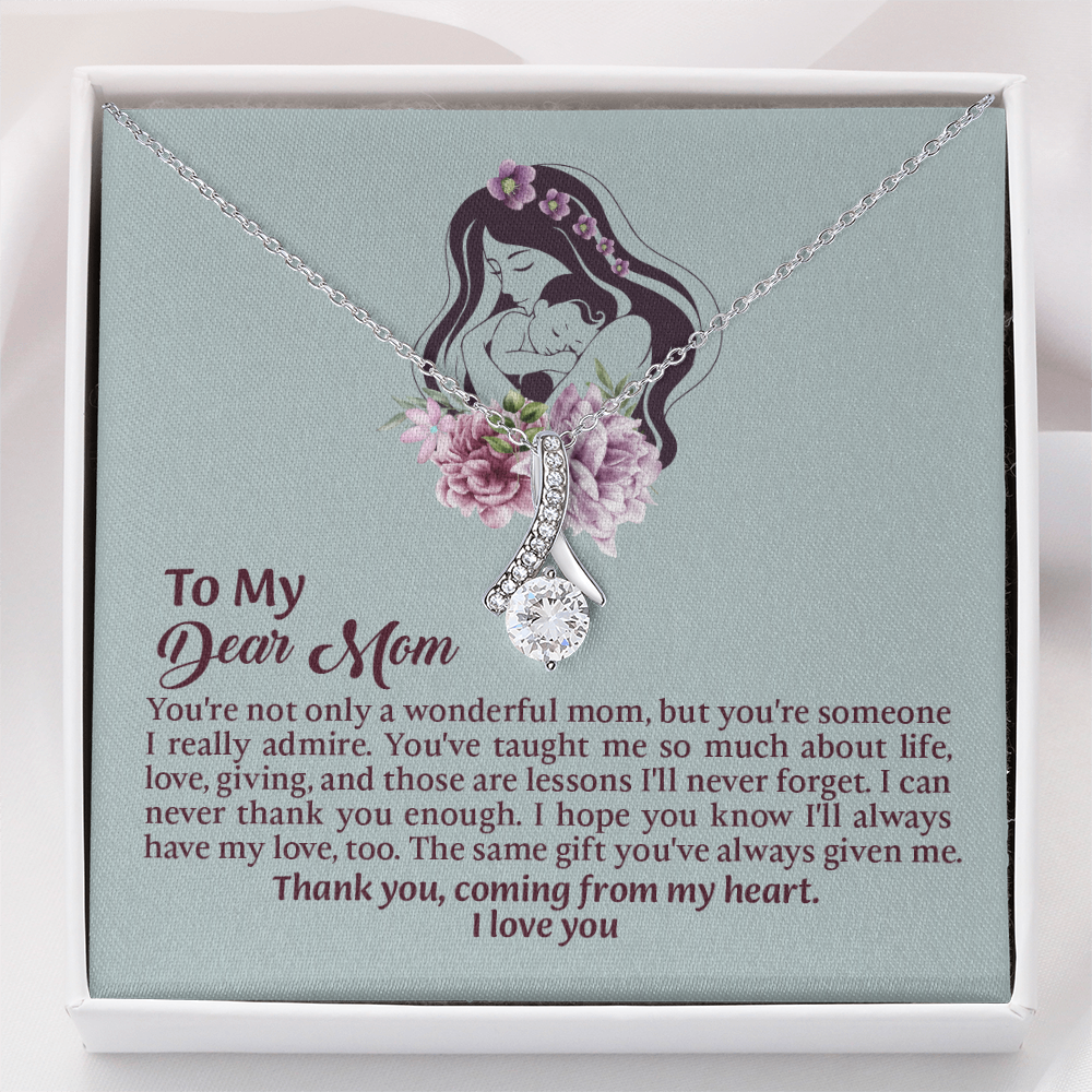Dear Mom Alluring Beauty Necklace, Thoughtful Present from Son, Mom Necklace From daughter, Mothers Day Gift for Mom