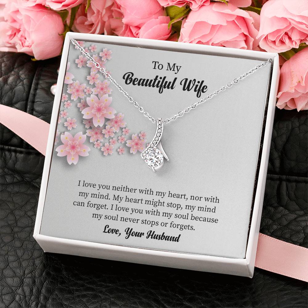 To My Beautiful Wife Alluring Beauty Necklace, Romantic Anniversary Gift for Wife, Wife Birthday Gift, Necklace for Wife