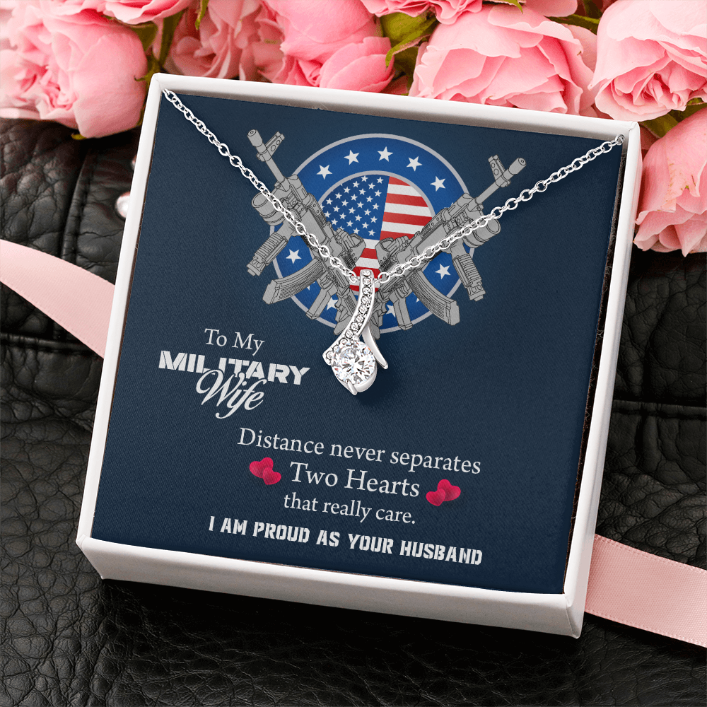 To My Wife Alluring Beauty Necklace, Military Wife Gift, Gift from Soldier, Anniversary Gift for Army Wife