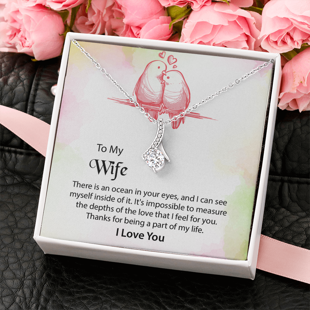 To My Wife Alluring Beauty Necklace, Message Card Jewelry, Anniversary Gift for Wife, Wife Birthday Gift, Mothers Day Gift for Wife