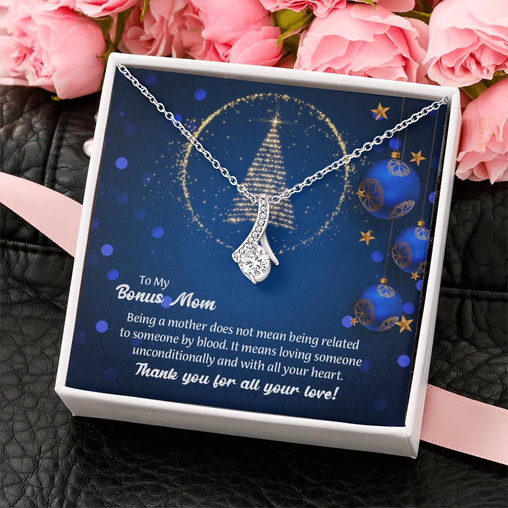 UNIDAZE To My Bonus Mom Christmas Gift Necklace, Unbiological Mom Gift, Step Mom Gift, Alluring Beauty Necklace on Message Card, Foster Mom Gift ShineOn Fulfillment C30084TG C30084TY PB23-WOOD PT-4363 TNM-1 USER-188348