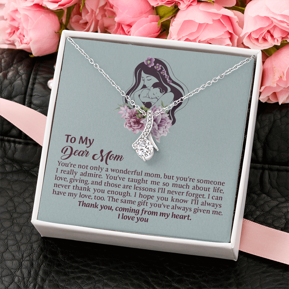 Dear Mom Alluring Beauty Necklace, Thoughtful Present from Son, Mom Necklace From daughter, Mothers Day Gift for Mom