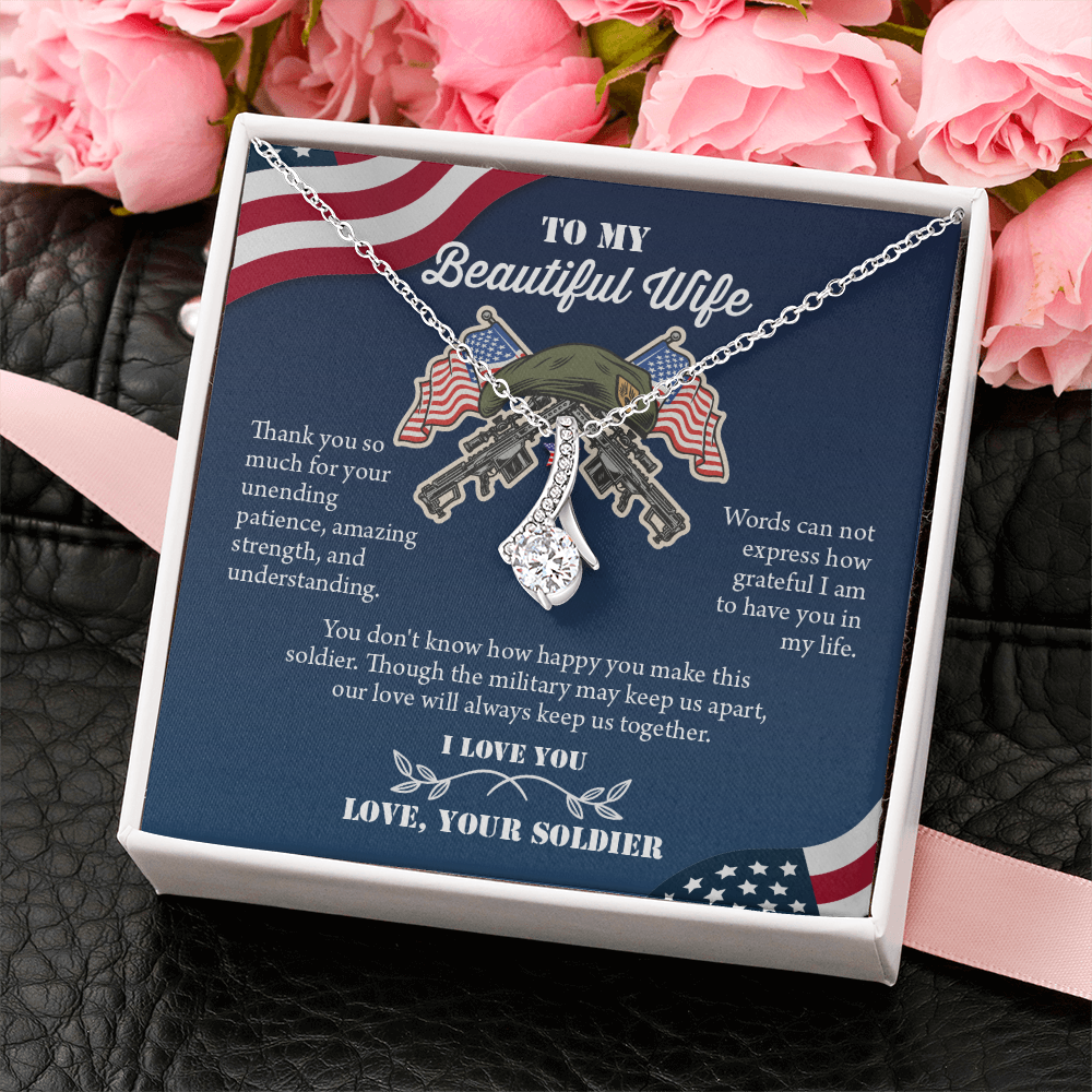 To My Wife Alluring Beautiful Necklace, Military Wife Gift, Gift from Soldier, Anniversary Gift for Army Wife