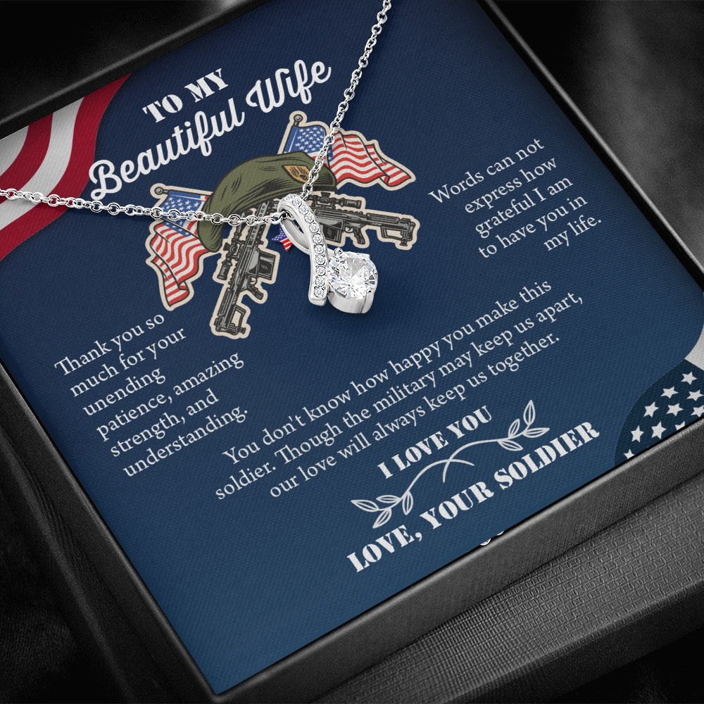 To My Wife Alluring Beautiful Necklace, Military Wife Gift, Gift from Soldier, Anniversary Gift for Army Wife