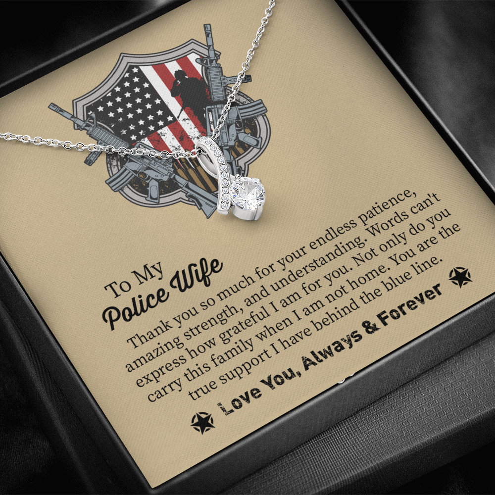 To My Police Wife Alluring Beauty Necklace, Gift for Police Officer Wife, Police Wife Anniversary Present, Husband To Wife Birthday Gifts