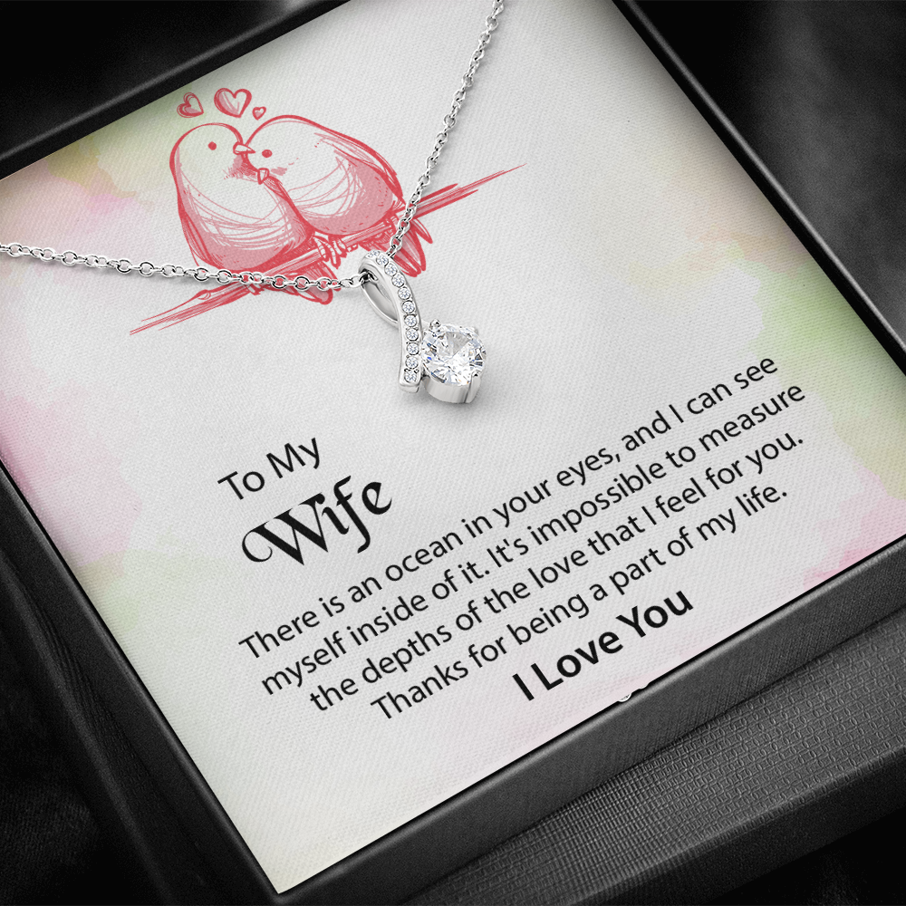 To My Wife Alluring Beauty Necklace, Message Card Jewelry, Anniversary Gift for Wife, Wife Birthday Gift, Mothers Day Gift for Wife