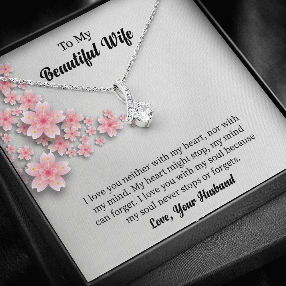 To My Beautiful Wife Alluring Beauty Necklace, Romantic Anniversary Gift for Wife, Wife Birthday Gift, Necklace for Wife