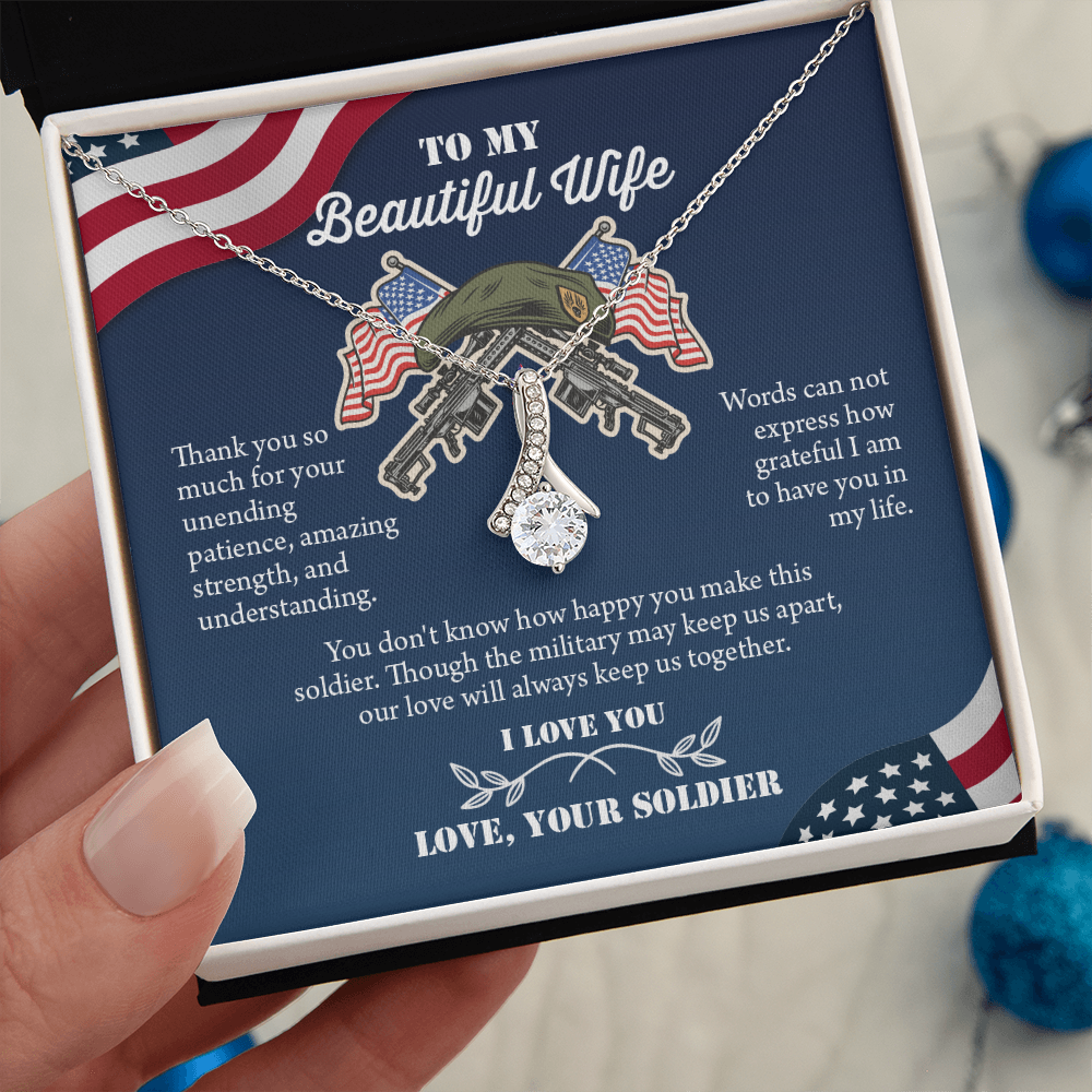 To My Wife Alluring Beautiful Necklace, Military Wife Gift, Gift from Soldier, Anniversary Gift for Army Wife