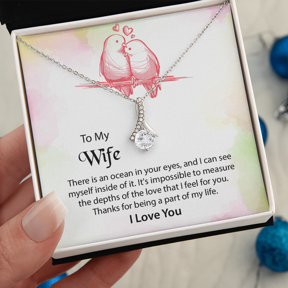 To My Wife Alluring Beauty Necklace, Message Card Jewelry, Anniversary Gift for Wife, Wife Birthday Gift, Mothers Day Gift for Wife