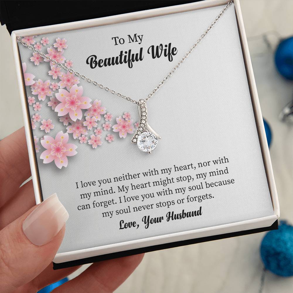 To My Beautiful Wife Alluring Beauty Necklace, Romantic Anniversary Gift for Wife, Wife Birthday Gift, Necklace for Wife