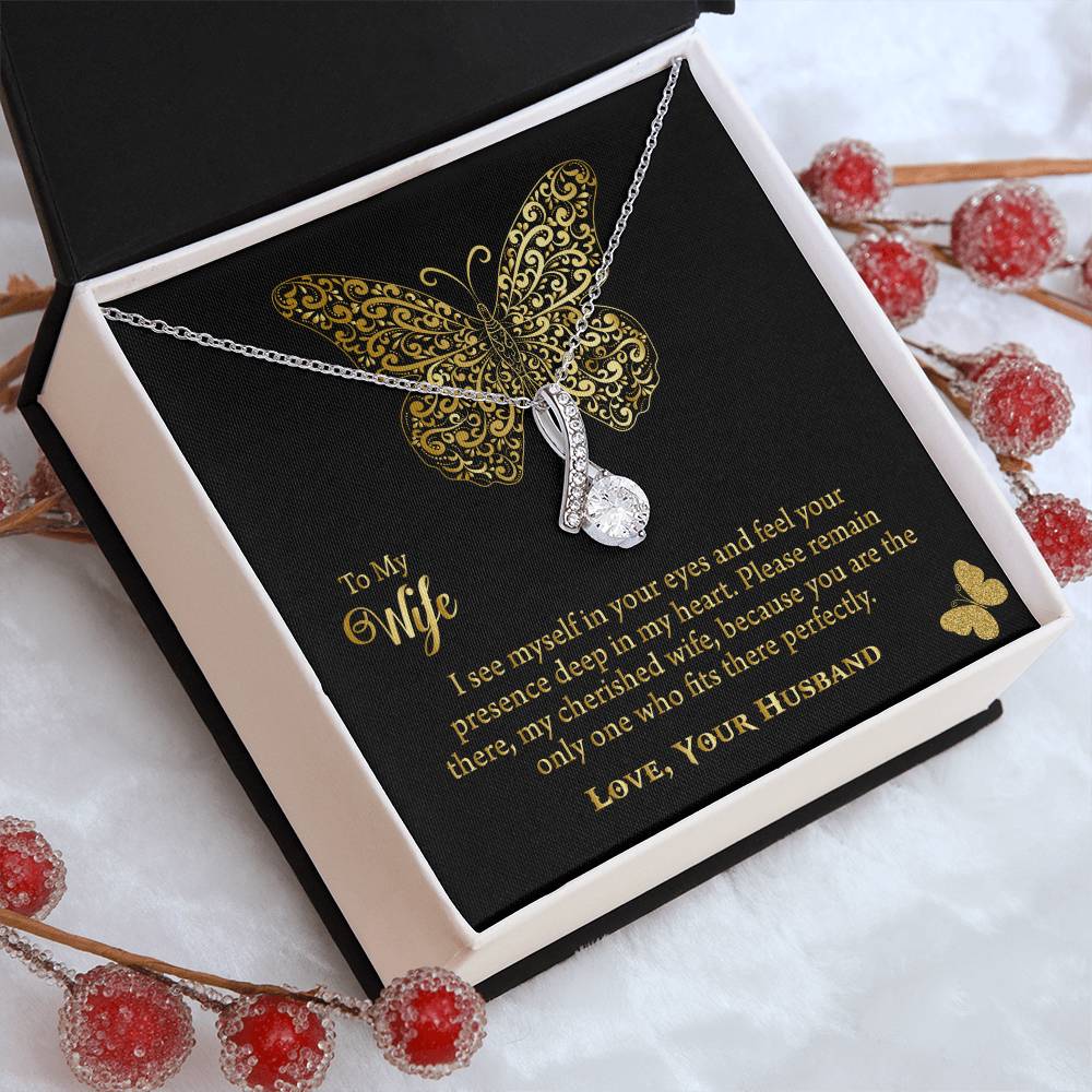 To My Beautiful Wife Alluring Beauty Necklace, Romantic Anniversary Gift for Wife, Wife Birthday Gift, Necklace for Wife