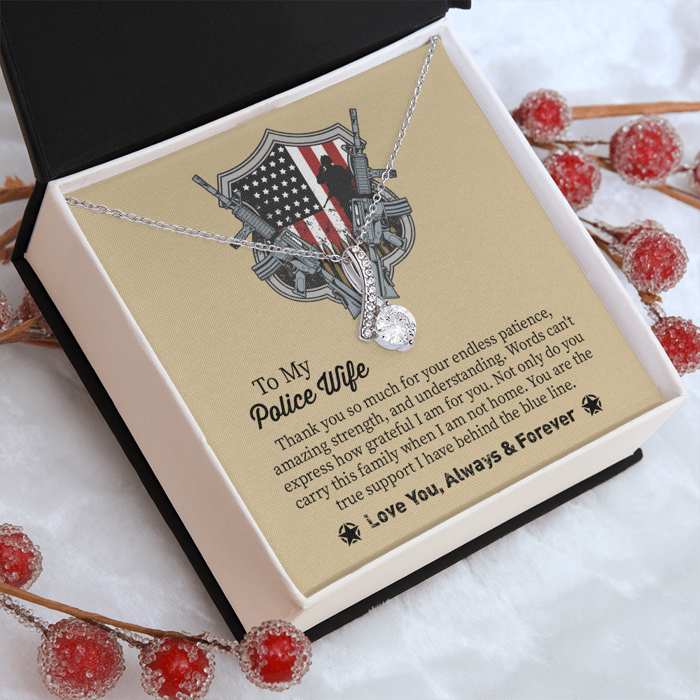 To My Police Wife Alluring Beauty Necklace, Gift for Police Officer Wife, Police Wife Anniversary Present, Husband To Wife Birthday Gifts