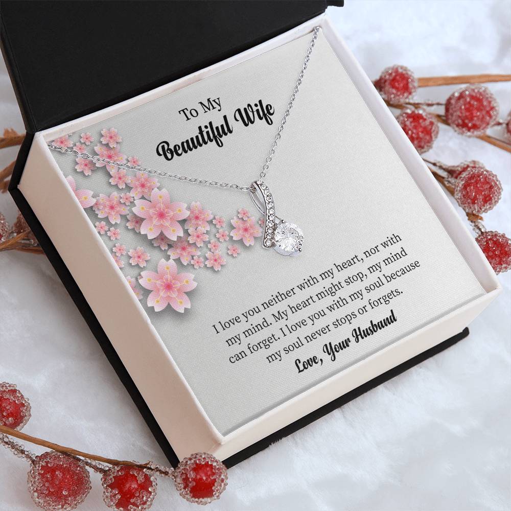 To My Beautiful Wife Alluring Beauty Necklace, Romantic Anniversary Gift for Wife, Wife Birthday Gift, Necklace for Wife