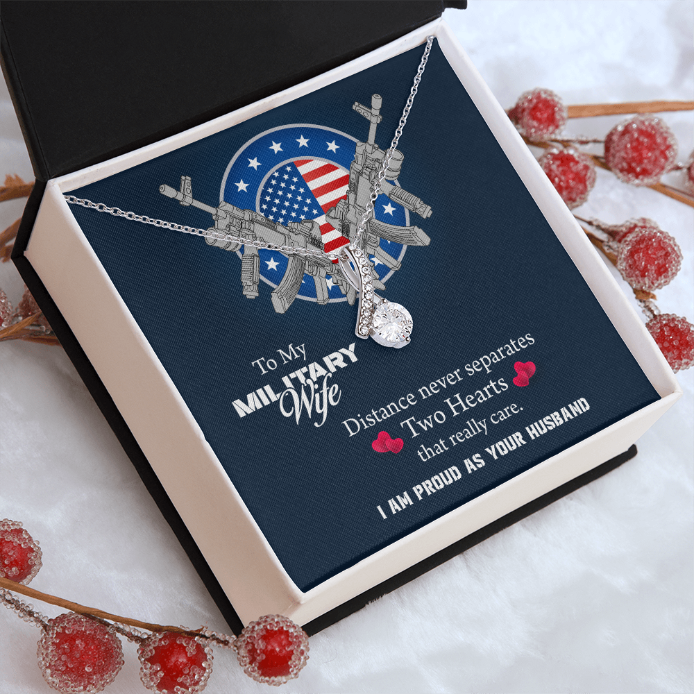 To My Wife Alluring Beauty Necklace, Military Wife Gift, Gift from Soldier, Anniversary Gift for Army Wife