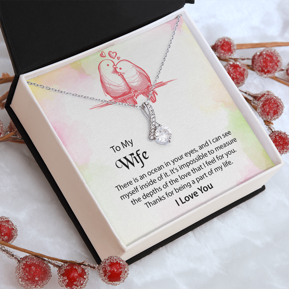 To My Wife Alluring Beauty Necklace, Message Card Jewelry, Anniversary Gift for Wife, Wife Birthday Gift, Mothers Day Gift for Wife