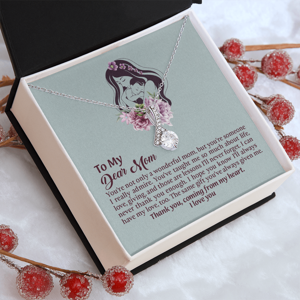 Dear Mom Alluring Beauty Necklace, Thoughtful Present from Son, Mom Necklace From daughter, Mothers Day Gift for Mom