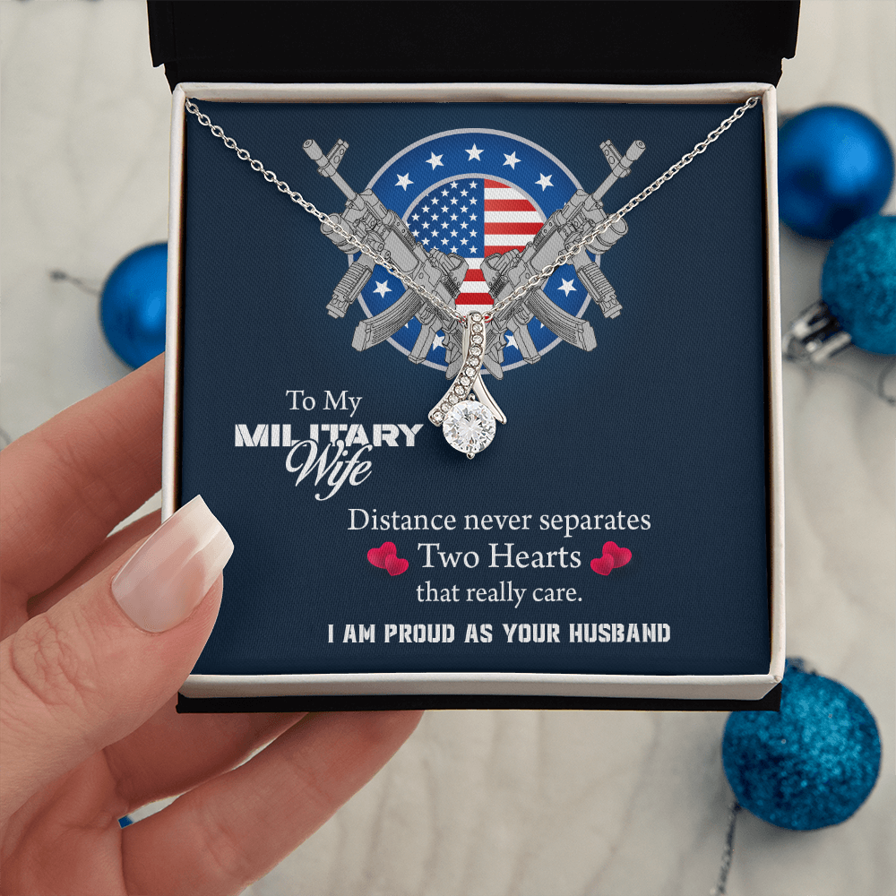 To My Wife Alluring Beauty Necklace, Military Wife Gift, Gift from Soldier, Anniversary Gift for Army Wife