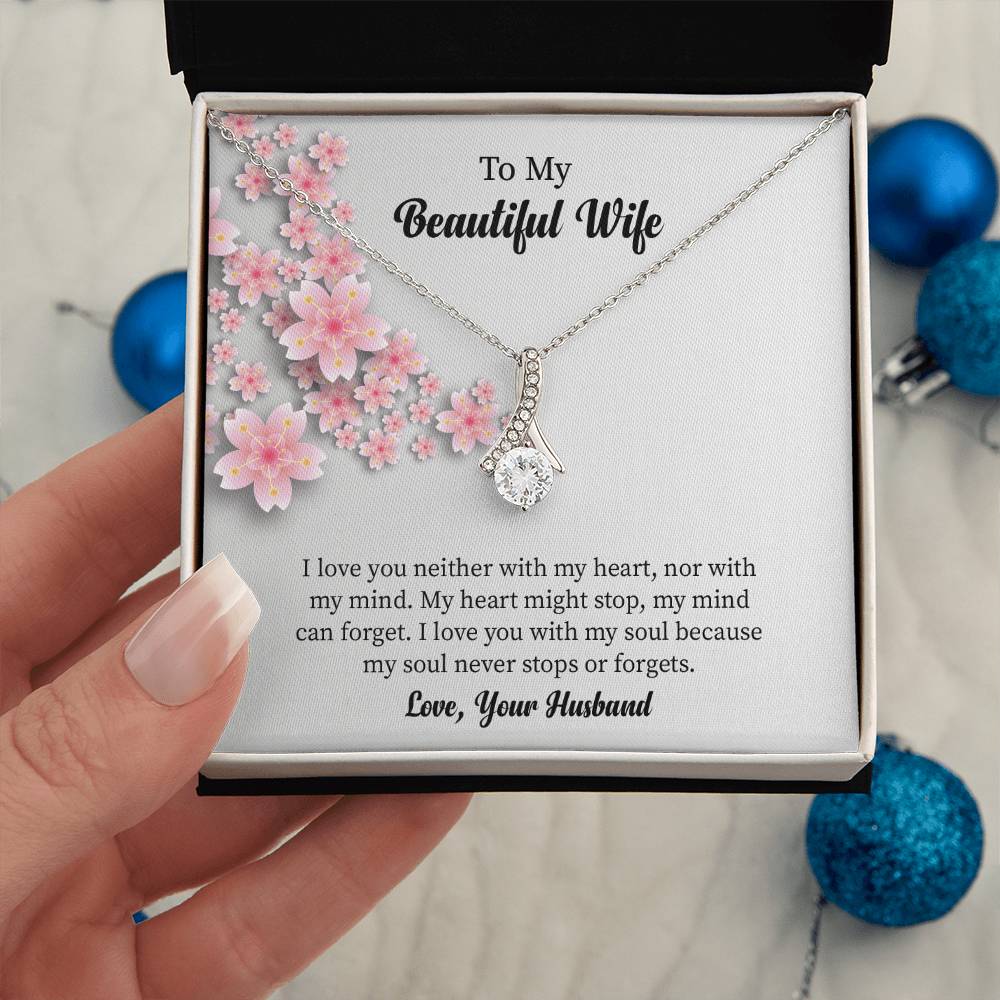 To My Beautiful Wife Alluring Beauty Necklace, Romantic Anniversary Gift for Wife, Wife Birthday Gift, Necklace for Wife