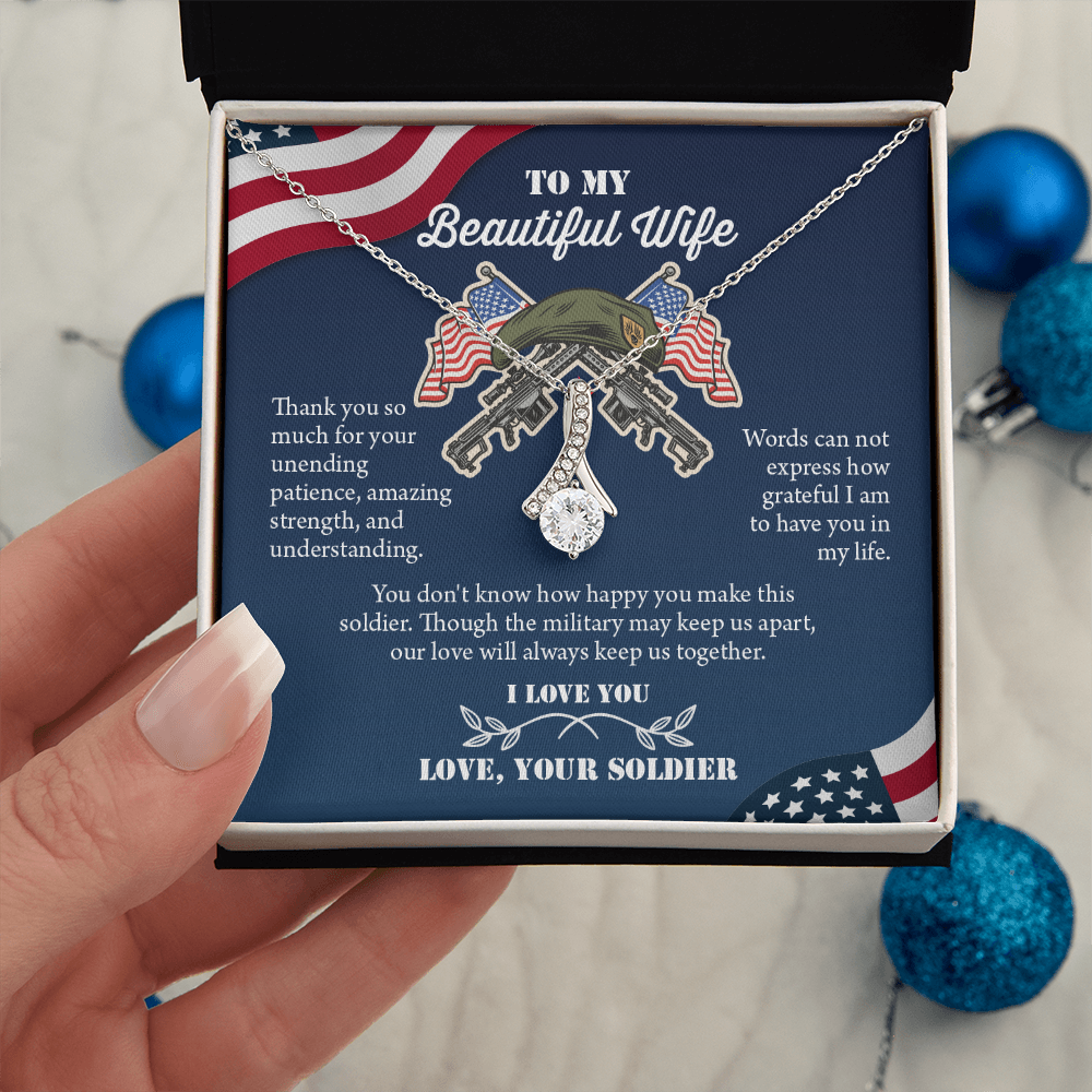 To My Wife Alluring Beautiful Necklace, Military Wife Gift, Gift from Soldier, Anniversary Gift for Army Wife