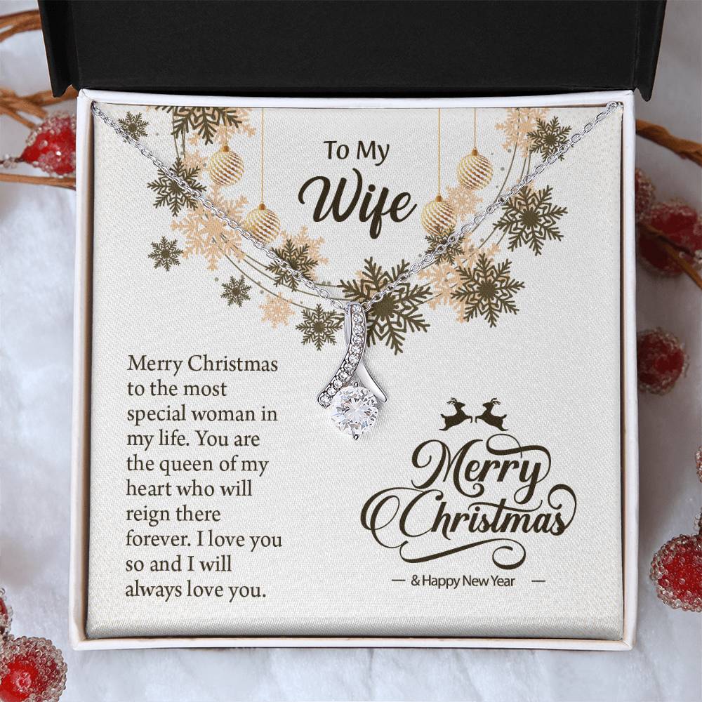 UNIDAZE Merry Christmas Gift From Him, Wife Necklace With Message Card, Thoughtful Xmas Gift For Wife ShineOn Fulfillment C30084TG C30084TY PB23-WOOD PT-4363 TNM-1 USER-188348