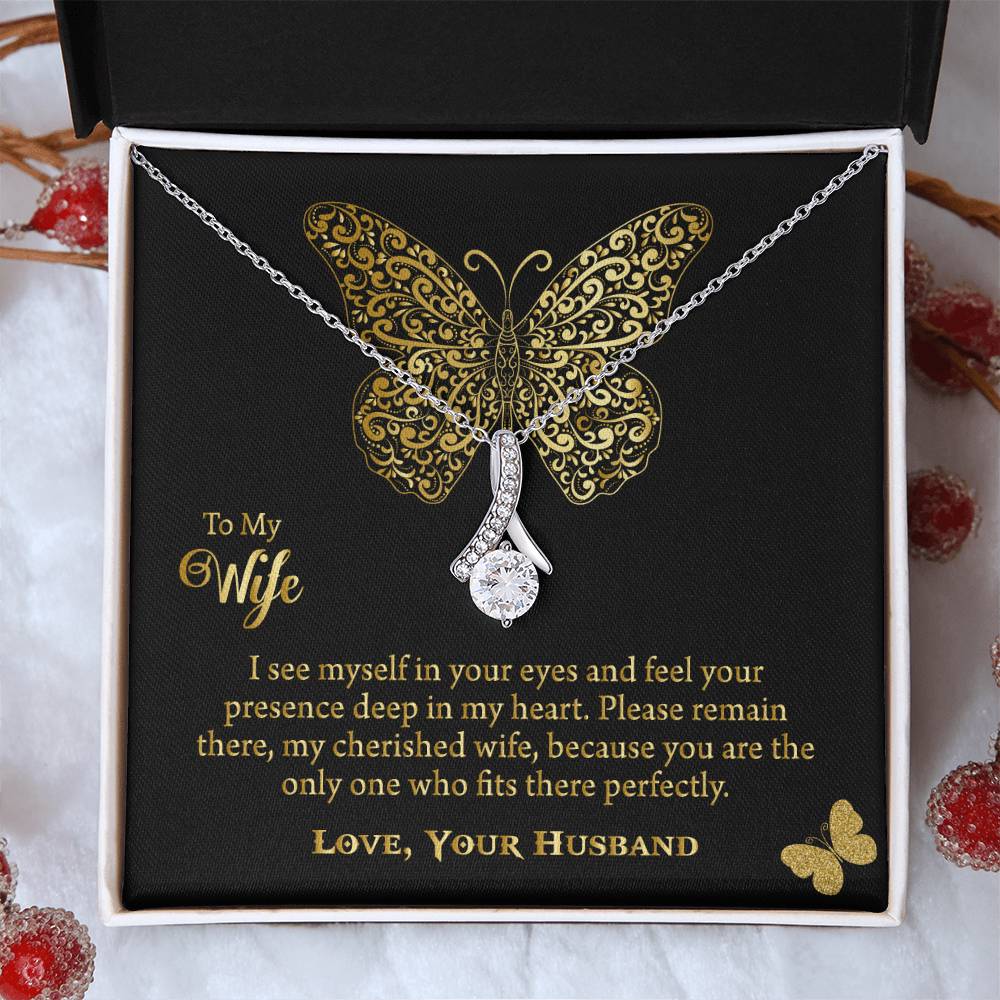 To My Beautiful Wife Alluring Beauty Necklace, Romantic Anniversary Gift for Wife, Wife Birthday Gift, Necklace for Wife