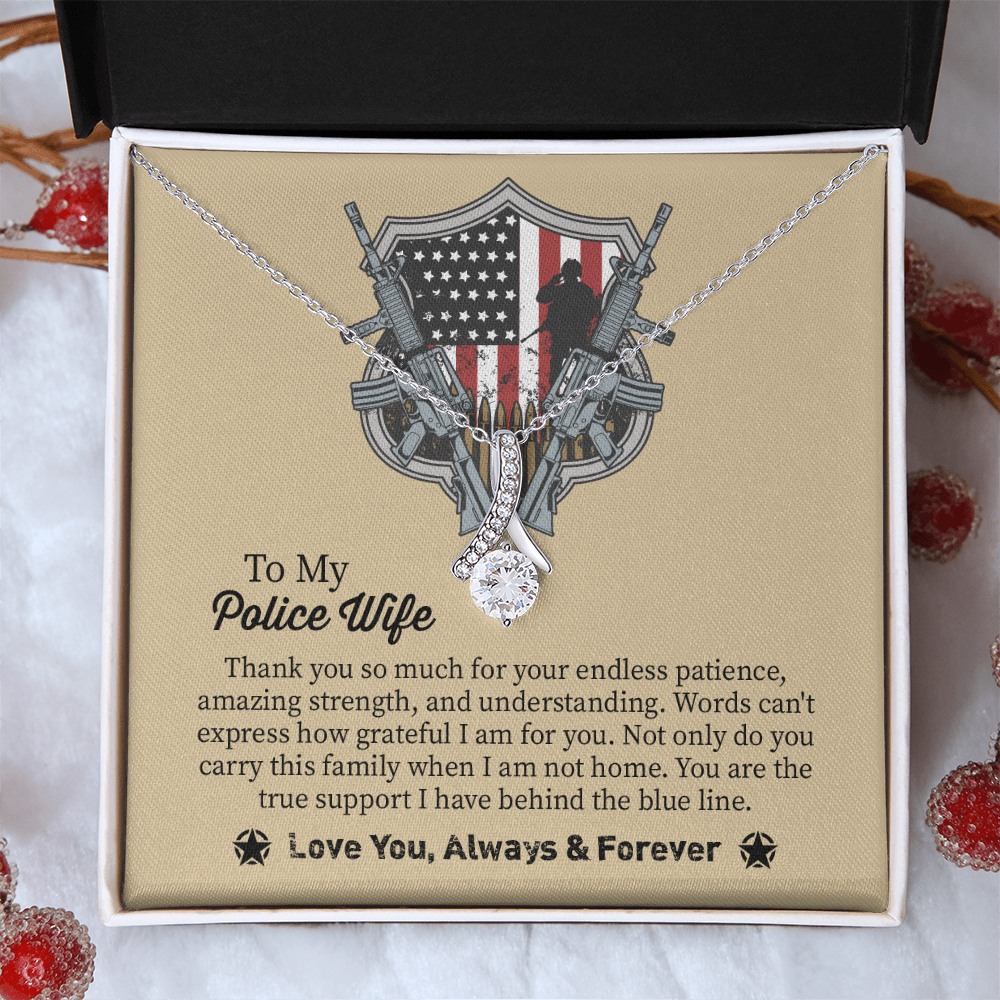 To My Police Wife Alluring Beauty Necklace, Gift for Police Officer Wife, Police Wife Anniversary Present, Husband To Wife Birthday Gifts