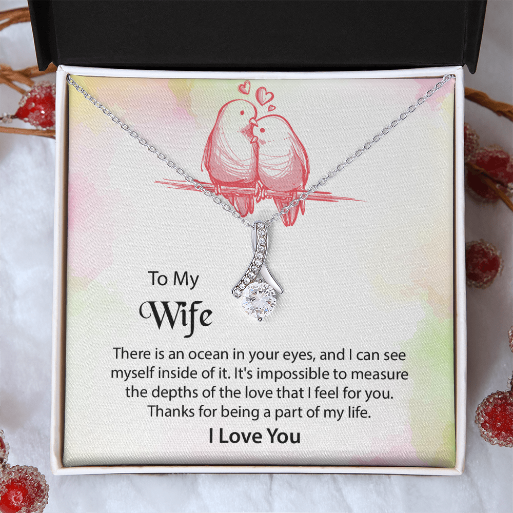 To My Wife Alluring Beauty Necklace, Message Card Jewelry, Anniversary Gift for Wife, Wife Birthday Gift, Mothers Day Gift for Wife