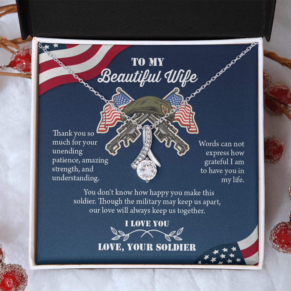 To My Wife Alluring Beautiful Necklace, Military Wife Gift, Gift from Soldier, Anniversary Gift for Army Wife