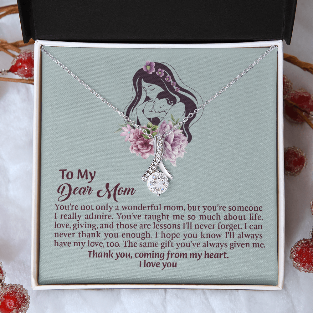 Dear Mom Alluring Beauty Necklace, Thoughtful Present from Son, Mom Necklace From daughter, Mothers Day Gift for Mom