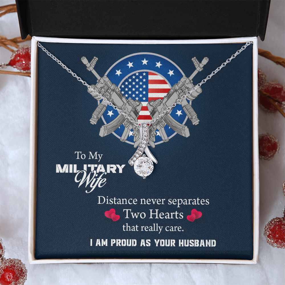 To My Wife Alluring Beauty Necklace, Military Wife Gift, Gift from Soldier, Anniversary Gift for Army Wife