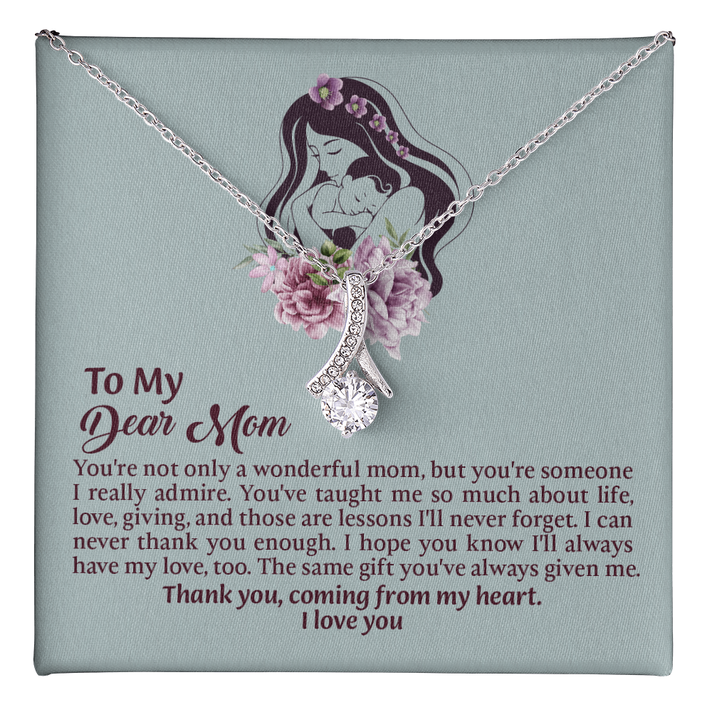 Dear Mom Alluring Beauty Necklace, Thoughtful Present from Son, Mom Necklace From daughter, Mothers Day Gift for Mom