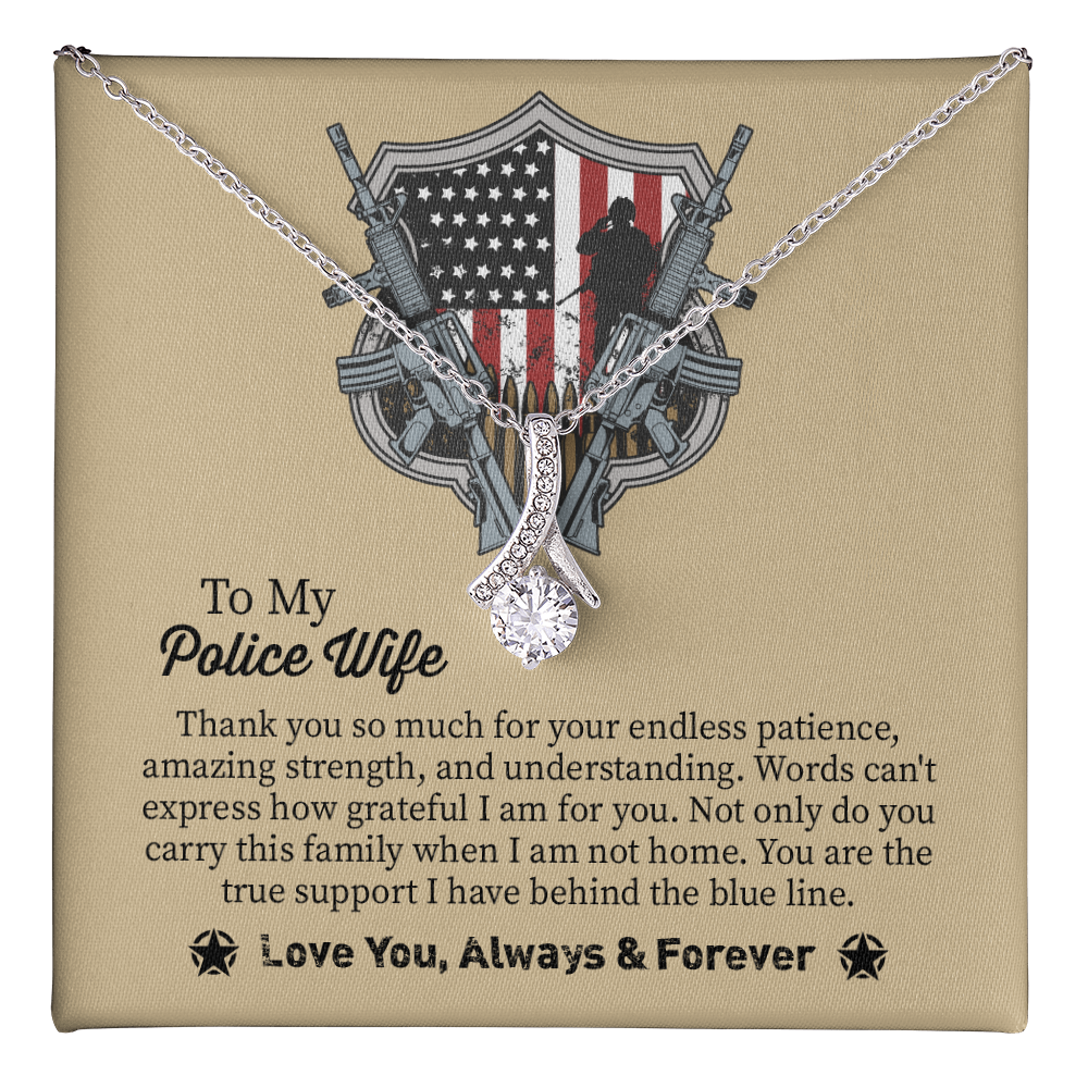 To My Police Wife Alluring Beauty Necklace, Gift for Police Officer Wife, Police Wife Anniversary Present, Husband To Wife Birthday Gifts