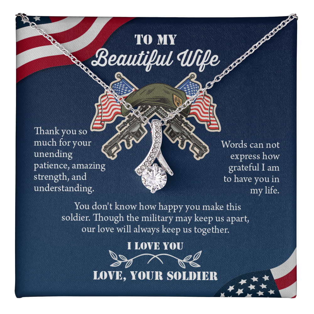 To My Wife Alluring Beautiful Necklace, Military Wife Gift, Gift from Soldier, Anniversary Gift for Army Wife