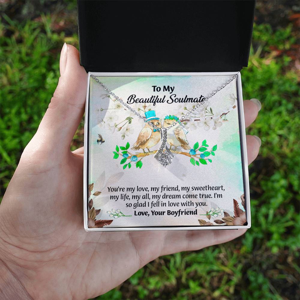 UNIDAZE To My Beautiful Soulmate Necklace, Birthday Gifts for Girlfriend, Necklace for Wife, Gift for Future Wife's Birthday ShineOn Fulfillment C30084TG C30084TR PB23-WOOD PT-4363 TNM-1 USER-188348