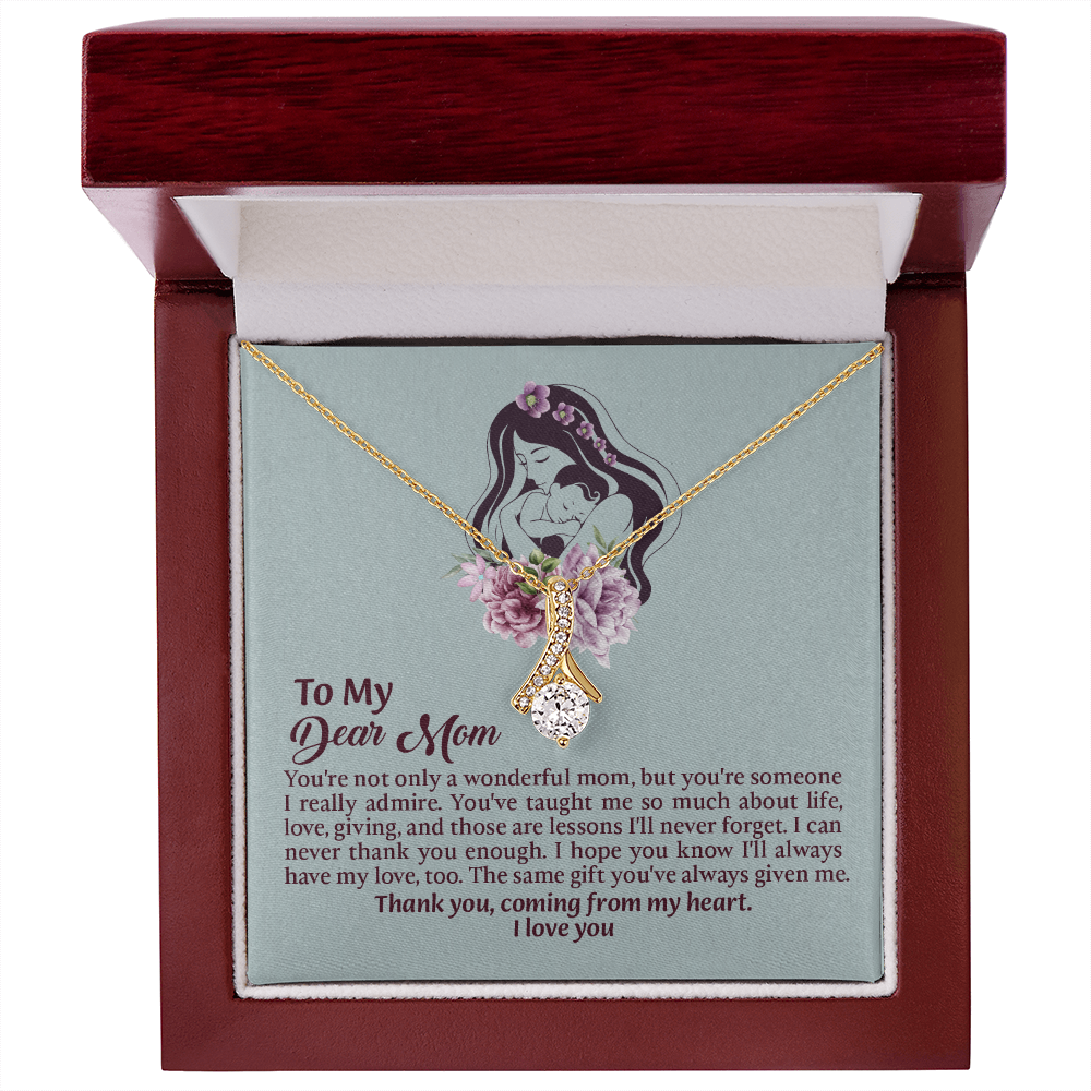 Dear Mom Alluring Beauty Necklace, Thoughtful Present from Son, Mom Necklace From daughter, Mothers Day Gift for Mom
