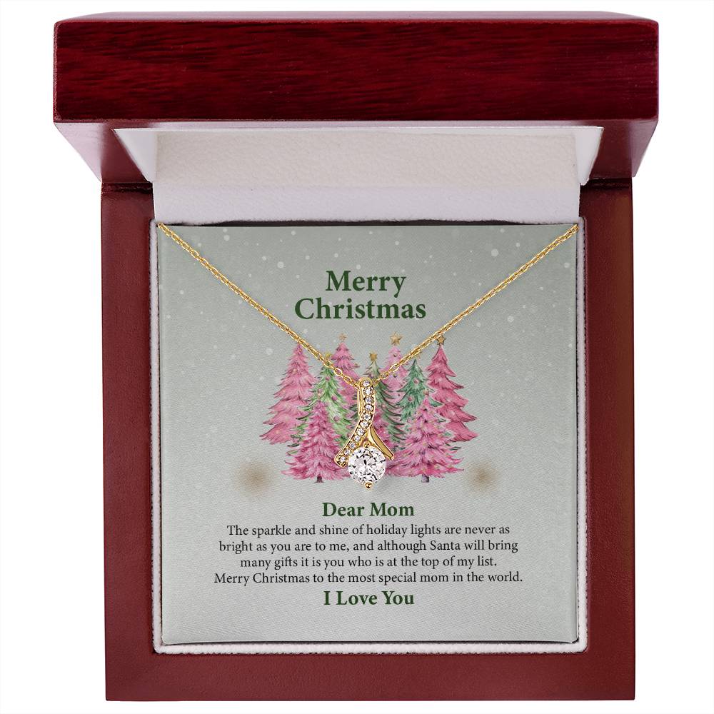 UNIDAZE Christmas Gift Necklace For Mom, Gift For Mom, Merry Christmas Mom Necklace, Mother Christmas Necklace With Message Card, Mom Gift ShineOn Fulfillment C30084TG C30084TR PB23-WOOD PT-4363 TNM-1 USER-188348