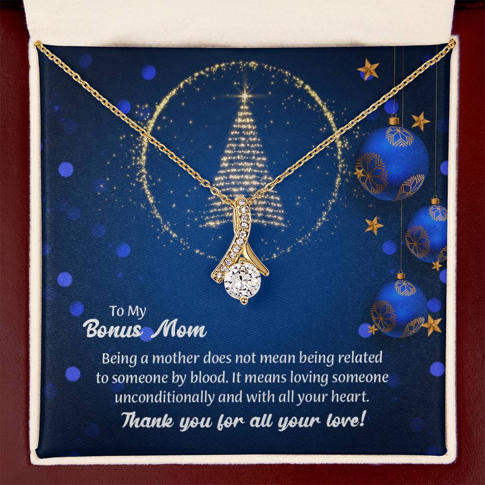 UNIDAZE To My Bonus Mom Christmas Gift Necklace, Unbiological Mom Gift, Step Mom Gift, Alluring Beauty Necklace on Message Card, Foster Mom Gift ShineOn Fulfillment C30084TG C30084TY PB23-WOOD PT-4363 TNM-1 USER-188348