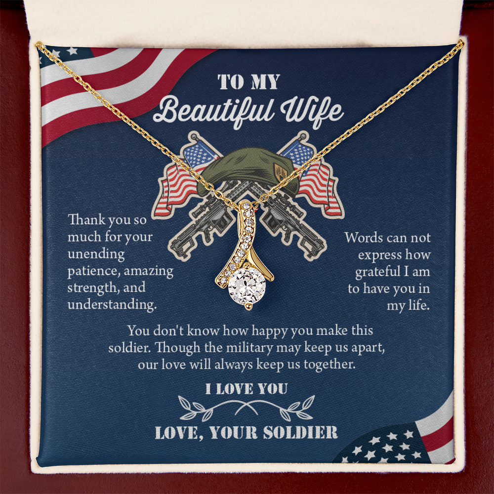 To My Wife Alluring Beautiful Necklace, Military Wife Gift, Gift from Soldier, Anniversary Gift for Army Wife