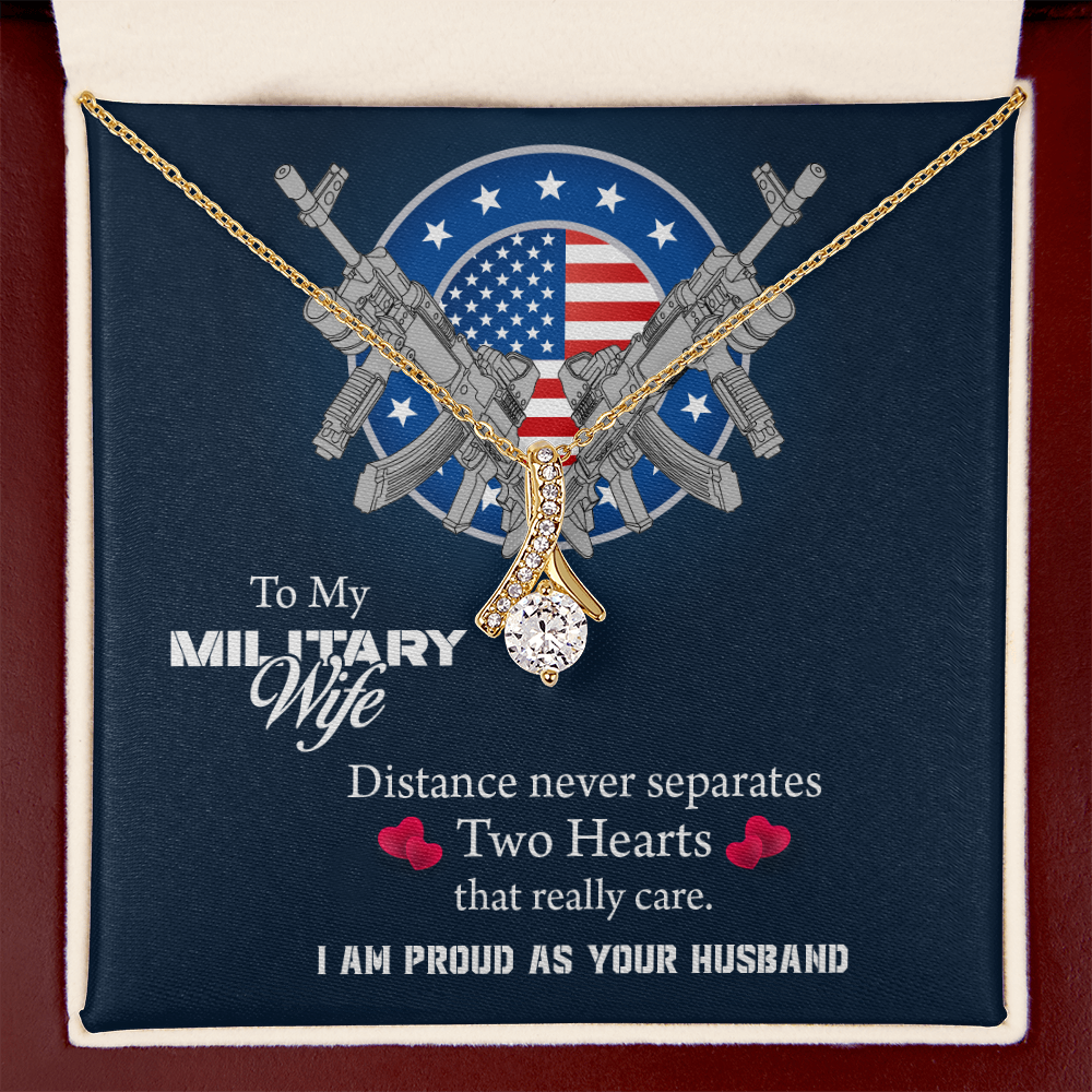 To My Wife Alluring Beauty Necklace, Military Wife Gift, Gift from Soldier, Anniversary Gift for Army Wife