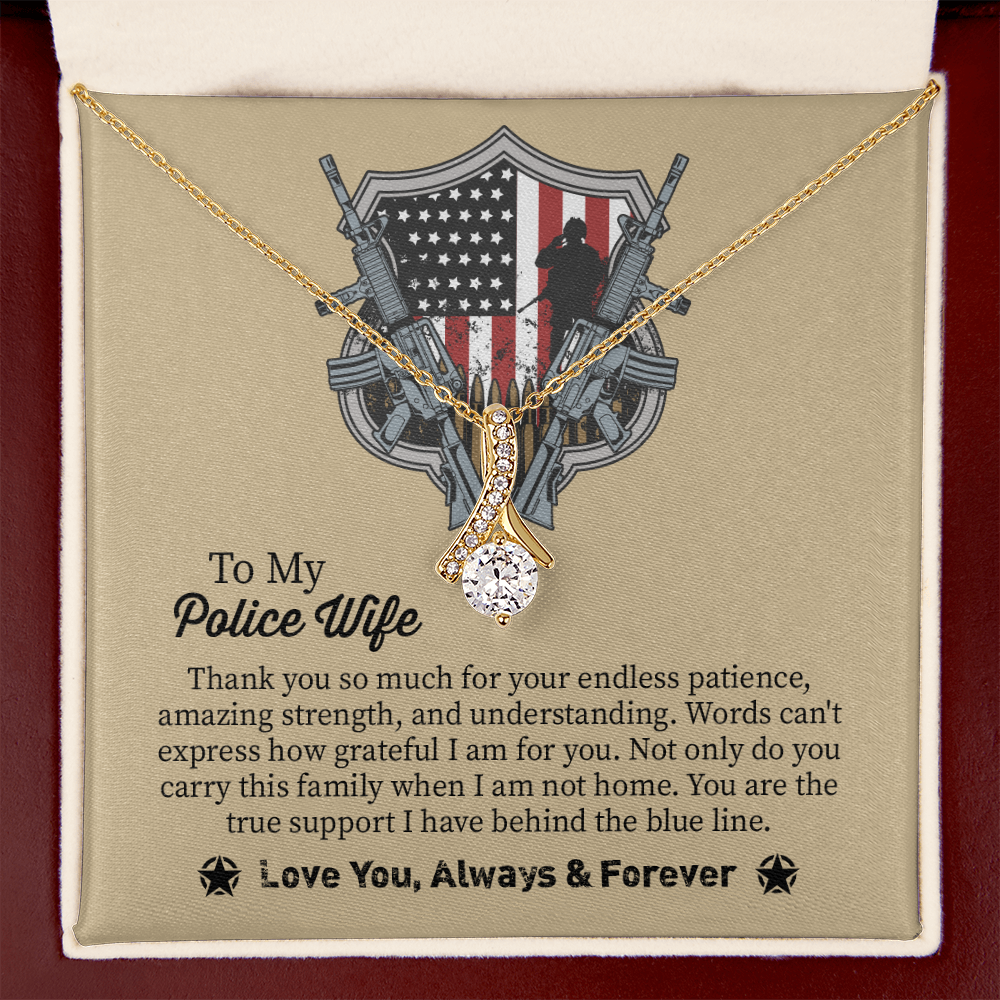 To My Police Wife Alluring Beauty Necklace, Gift for Police Officer Wife, Police Wife Anniversary Present, Husband To Wife Birthday Gifts