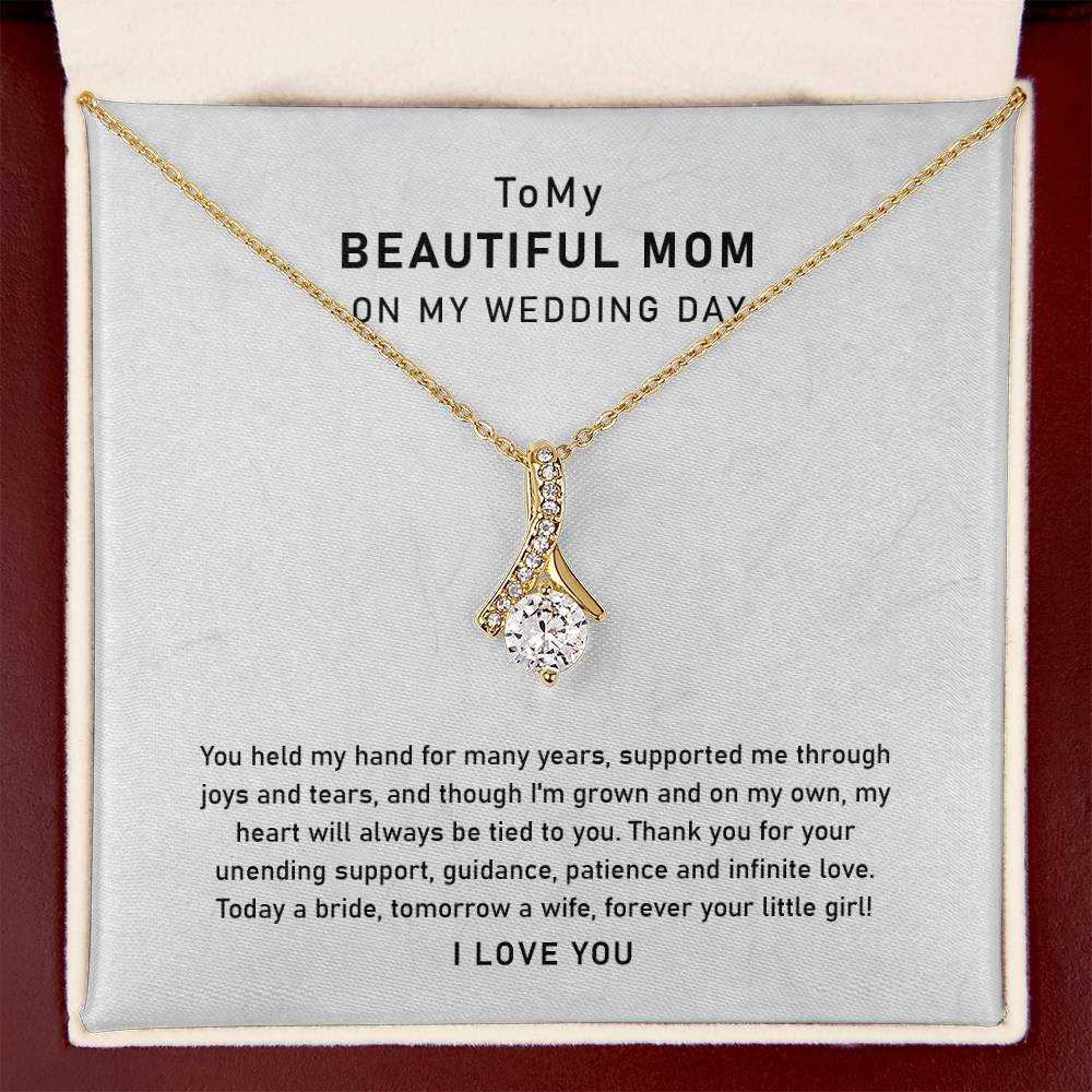 UNIDAZE To My Mom On My Wedding Day, Mother Of Bride Necklace, To My Mom Necklace, Mother Of Bride Gift, Mother Of The Bride Necklace, To My Mom ShineOn Fulfillment C30084TG C30084TY PB23-WOOD PT-4363 TNM-1 USER-188348