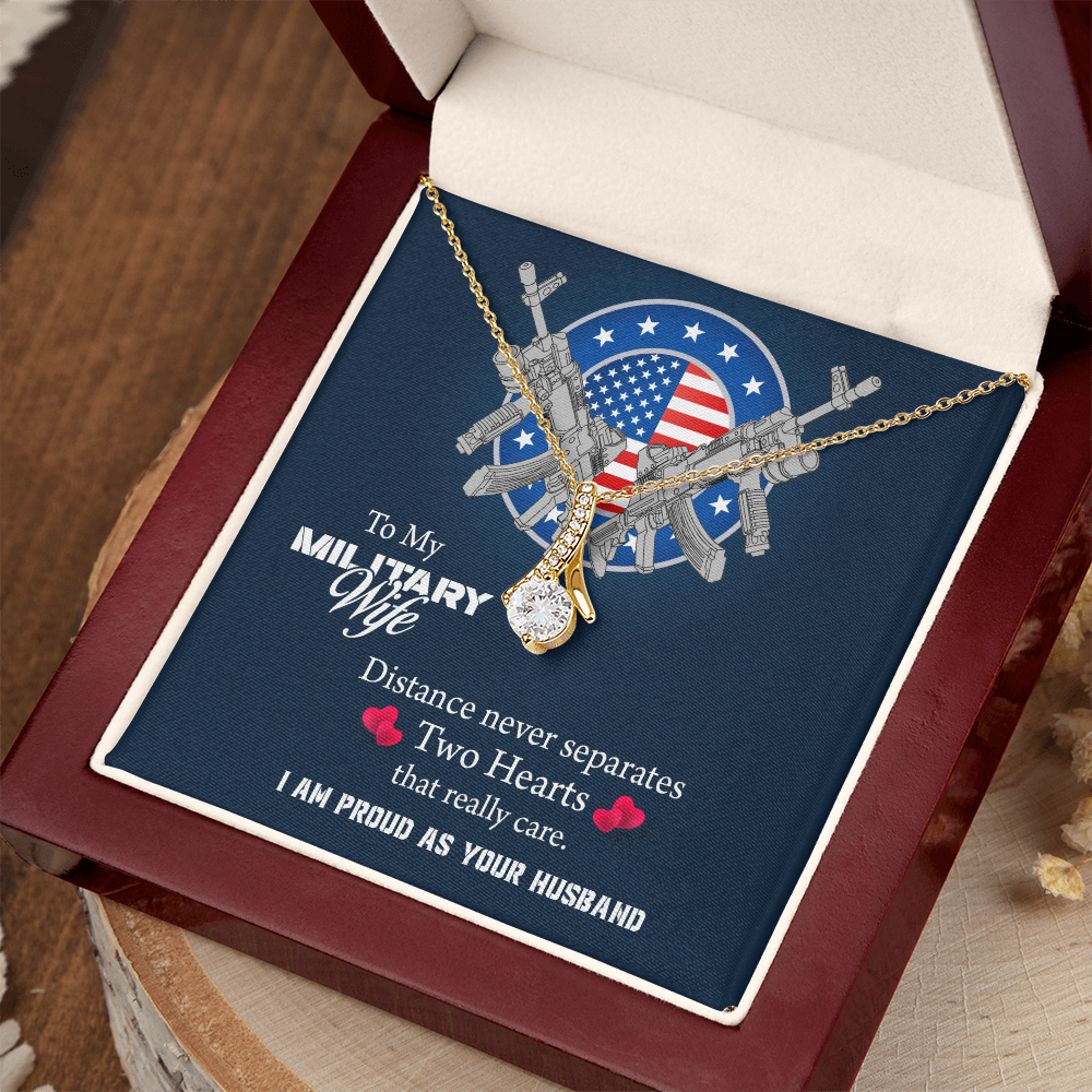 To My Wife Alluring Beauty Necklace, Military Wife Gift, Gift from Soldier, Anniversary Gift for Army Wife