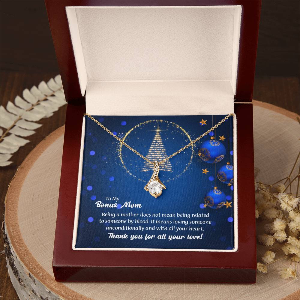 UNIDAZE To My Bonus Mom Christmas Gift Necklace, Unbiological Mom Gift, Step Mom Gift, Alluring Beauty Necklace on Message Card, Foster Mom Gift ShineOn Fulfillment C30084TG C30084TY PB23-WOOD PT-4363 TNM-1 USER-188348