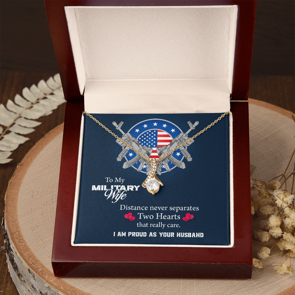 To My Wife Alluring Beauty Necklace, Military Wife Gift, Gift from Soldier, Anniversary Gift for Army Wife