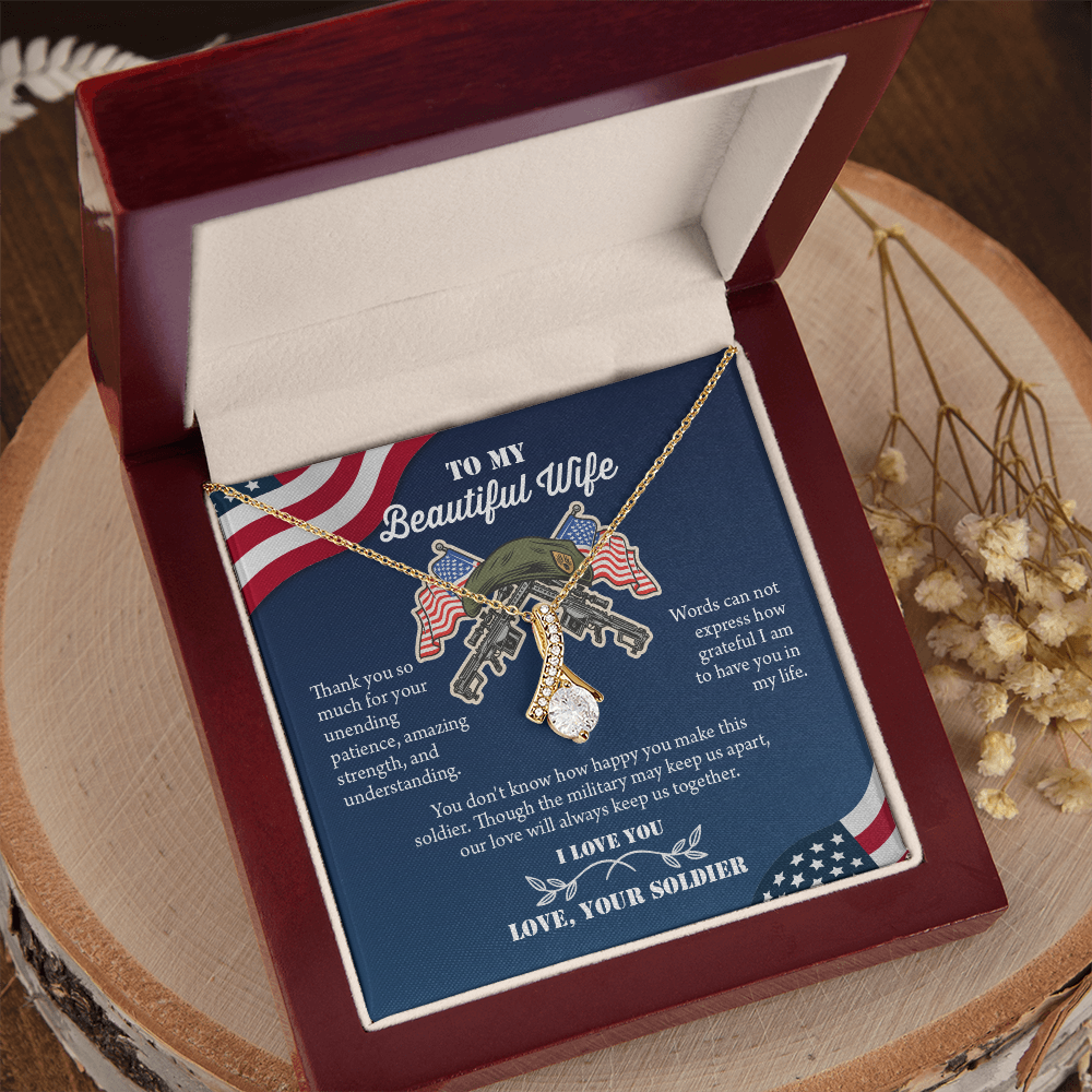 To My Wife Alluring Beautiful Necklace, Military Wife Gift, Gift from Soldier, Anniversary Gift for Army Wife