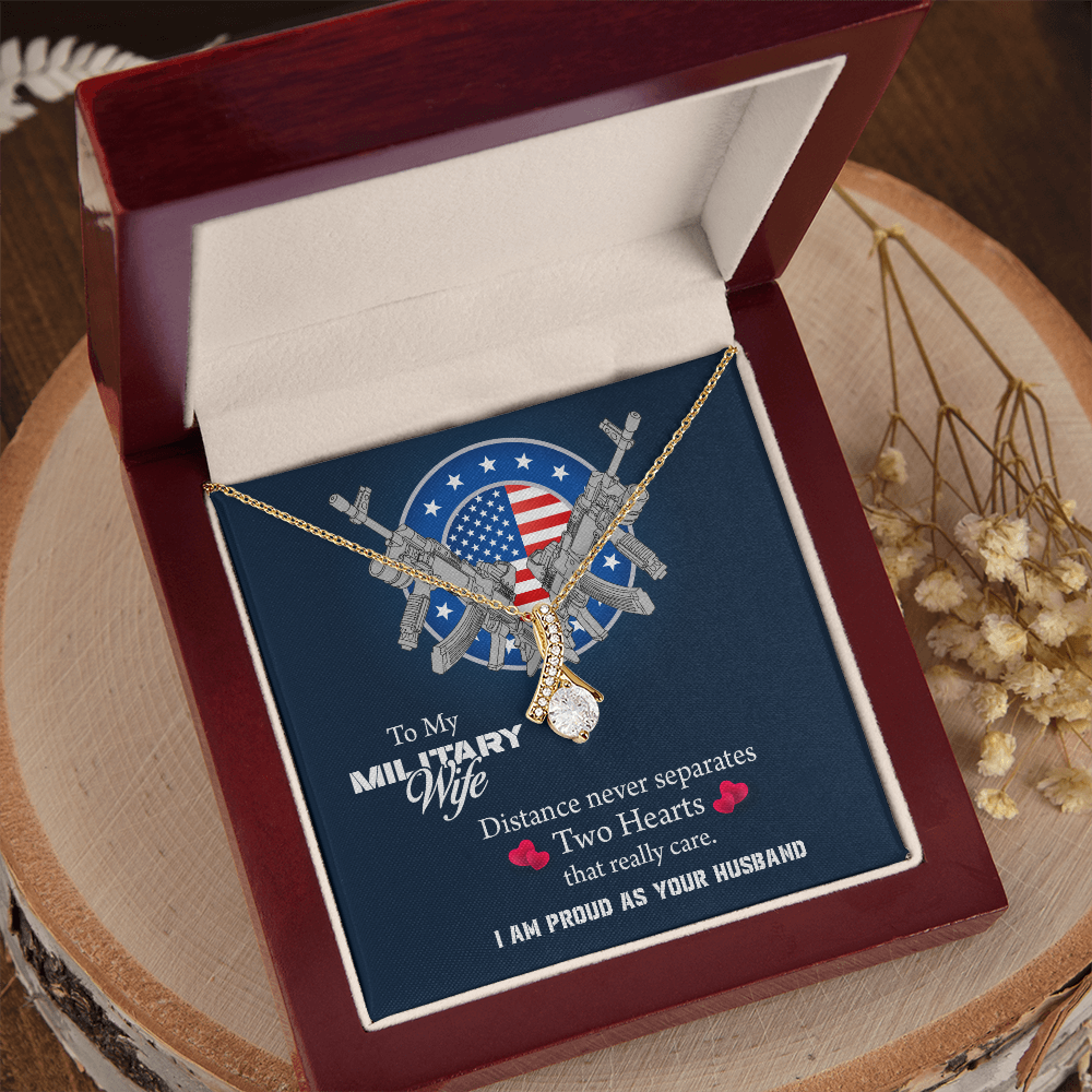 To My Wife Alluring Beauty Necklace, Military Wife Gift, Gift from Soldier, Anniversary Gift for Army Wife