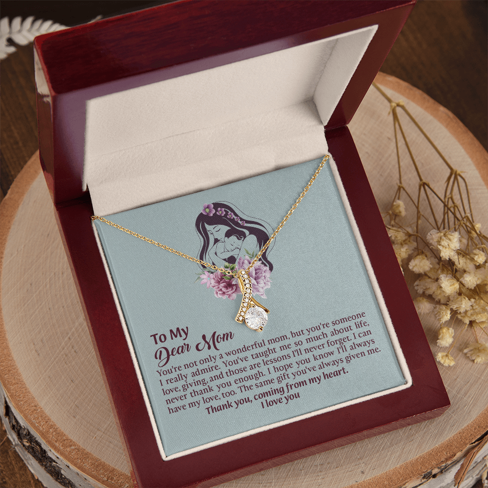 Dear Mom Alluring Beauty Necklace, Thoughtful Present from Son, Mom Necklace From daughter, Mothers Day Gift for Mom