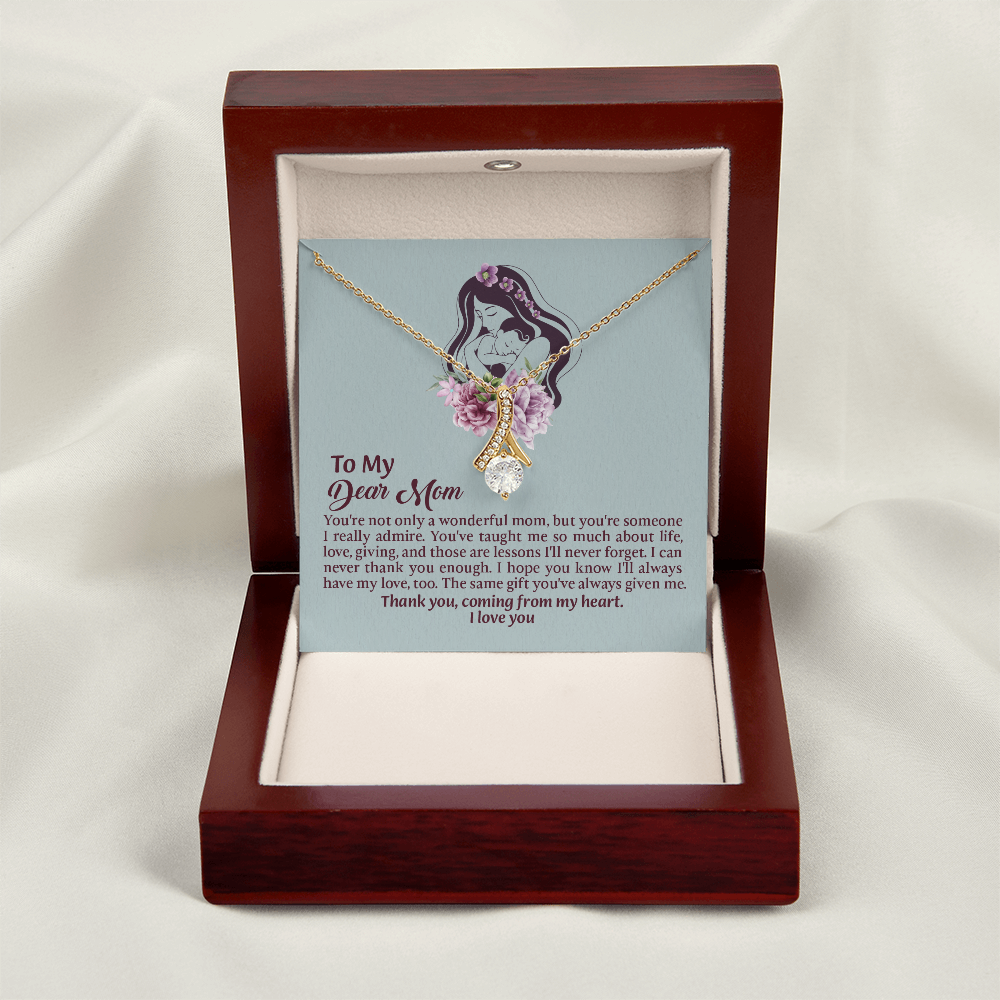 Dear Mom Alluring Beauty Necklace, Thoughtful Present from Son, Mom Necklace From daughter, Mothers Day Gift for Mom